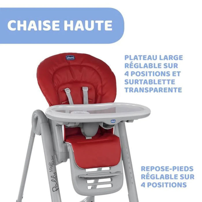 Chicco - Chaise haute Polly Magic Relax Rouge - BIICOU